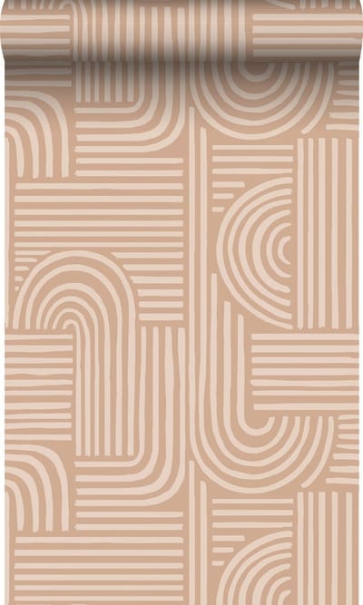 ESTAhome behang grafisch 3D motief licht terracotta - 53 cm x 10.05 m - 139936