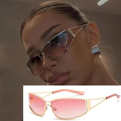 Metaal Punk Tijdloos Sport Zonnebril Dames Heren Designer Wrap Around Kattenoogvormige Zonnebril Unisex Retro Bril UV 400 Bescherming as picture