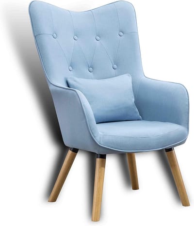 Luxe TV-fauteuil met kussen in stof – comfortabele leesstoel met houten poten, zitvlak 49x49 cm, zithoogte 41 cm, verkrijgbaar in meerdere kleuren