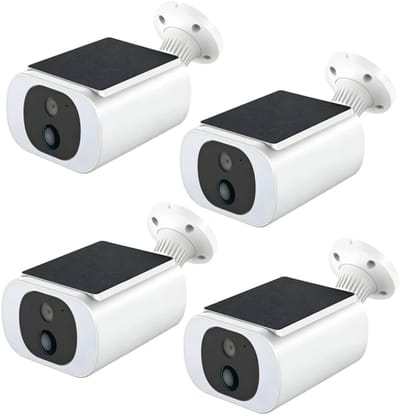 TWUFY Solar Camera - Beveiligingscamera Draadloos Buiten - Buiten Camera met Nachtzicht - Buiten Camera met Zonnepaneel - Bewakingscamera voor Buiten - Beveiligingscamera Buiten - 4MP Ultra HD - Met wifi en App - 4 Stuks