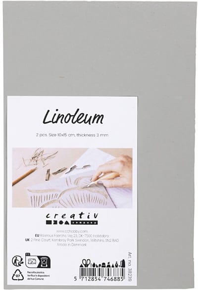 CC Linoleumplaat Rubber 10x15cm Lichtgrijs 2 stuks