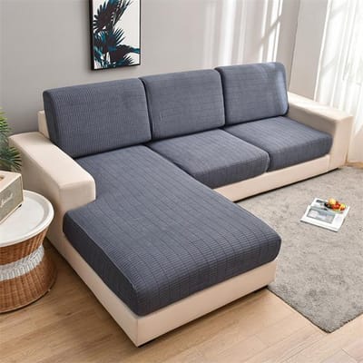 Jacquard Bank Zitkussenhoes Stretch Zachte Bank Zitkussenhoes Bank Hoes Meubelbeschermer Voor Woonkamer Decor Normal Size (S)-1pc donkergrijze kleur