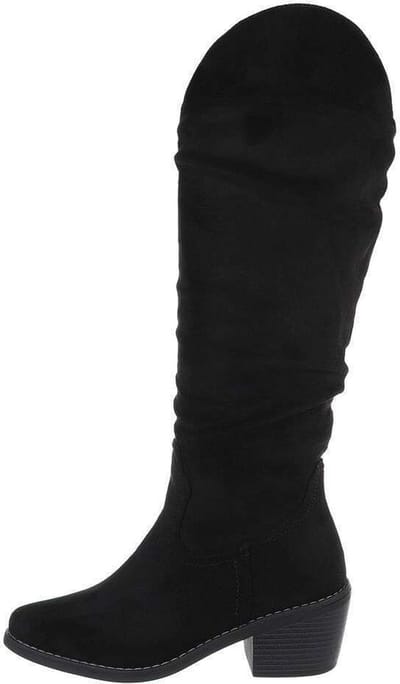 ZoeZo Design - laarzen - lange laarzen - western laarzen - cowboylaarzen - suedine - zwart - maat 37 - afzaklaarzen - hakhoogte 5 cm