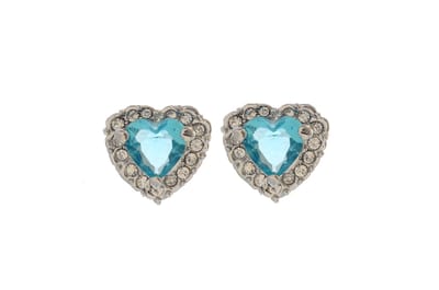 Behave - Oorbellen - Hartvorm - Aqua Blauw - Oorstekers met Kristal Steentjes