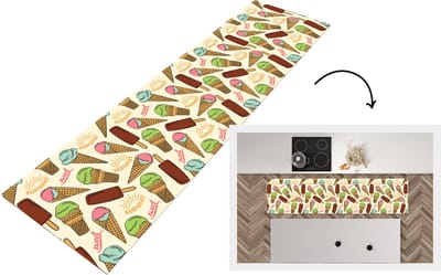 Keukenloper - Loper keuken - Eten - Patroon - IJs - 200x50 cm - Keukenloper vinyl