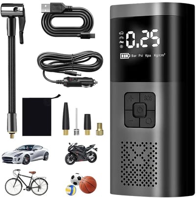 Dailygoody - Elektrische Luchtpomp - Draagbare Fietspomp - 6000 mAh Accu - Compact en Efficiënt - Geschikt voor Auto, Motorfiets, Fiets en Bal