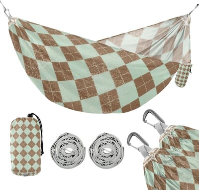 Outdoor Hangmat - Dubbele Hangmat - Ontspannen Buiten - Met Hangende Zakken - 290 x 138 cm - Groen Bruin
