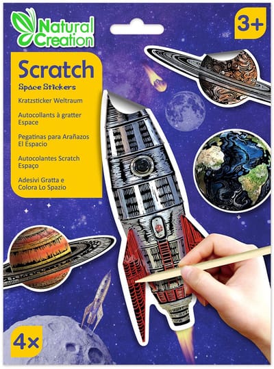 AVENIR Scratch Art Stickers - Ruimte - 4 Stuks - 3 Jaar