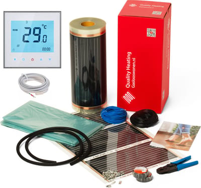 4,5M² 630 Watt p/m2 Vloerverwarming elektrisch onder laminaat en hout set wit