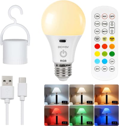 Oplaadbare LED Lampen E27 - USB-C - Dimbaar - Camping, Klussen, Nachtlampje, Keukenlampje, Bureaulampje, Noodlamp