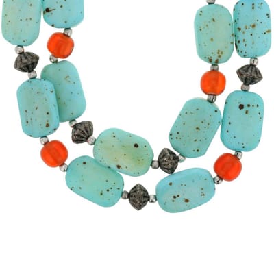 Behave - Ketting met turquoise natuurstenen - Trendy statement sieraden - Nikkelvrij - 56,5 cm