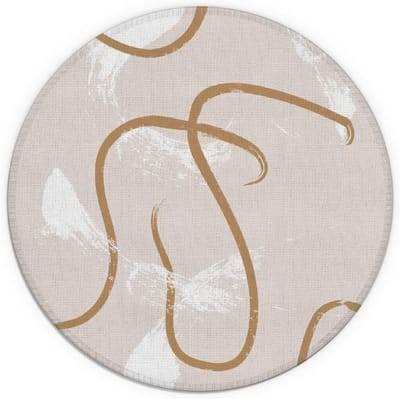 Boho Minimalistische Abstracte Waterdichte Muismat - Ronde Decoratieve Muismat voor Thuis en Kantoor - 17 x 21 cm