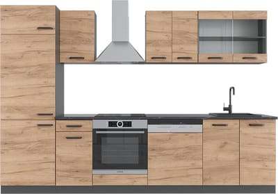 Vicco R-Line Complete keukeneenheid – 300 cm, WB Antraciet Eik goud/antraciet