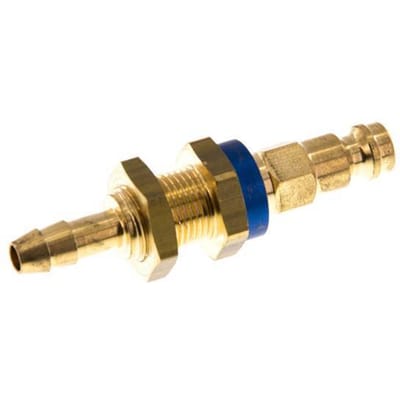 Messing DN 5 Blauw-Coded Luchtkoppeling Insteeknippel 6 mm Slangpilaar Schotkoppeling