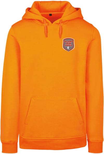 Ski hard drink harder wintersport hoodie oranje S - soBAD. | Foute apres ski outfit | kleding | verkleedkleren | wintersporttruien | wintersport dames en heren