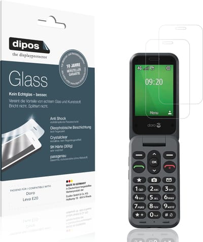 dipos – 2x Pantserfolie geschikt voor Doro Leva E20 | 9H Screenprotector