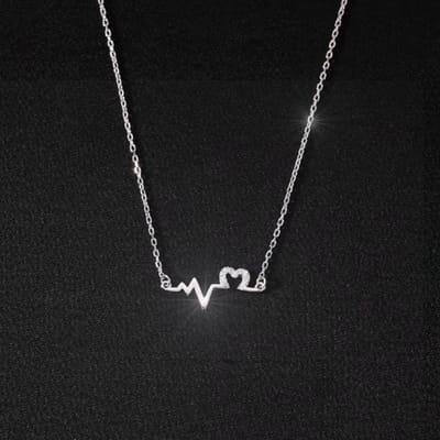 Gading® ketting dames met hartslag zirkonia collier - zilver- 40cm+6cm- zilver 925