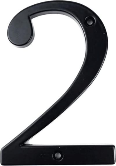 Matteo Black 10 cm nr. 2 - Zwart Huisnummer - Zwart Modern huisnummer - Huisnummer Zwart - 10cm hoog