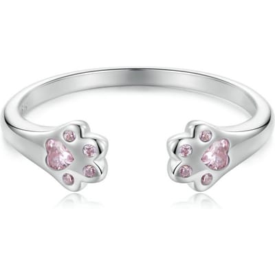 WOSTU   KoperKat Huisdier Verstelbare Ringen Voor Vrouwen Dier Hond Open Ring Familie Dochter Verjaardag Sieraden Meisje Cadeau white