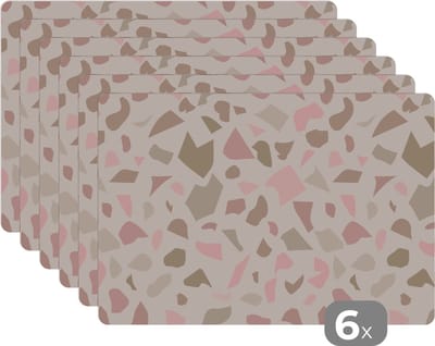 Placemat - Placemats kunststof - Marmer - Pastel - Patronen - 45x30 cm - 6 stuks - Hittebestendig - Anti-Slip - Onderlegger - Afneembaar