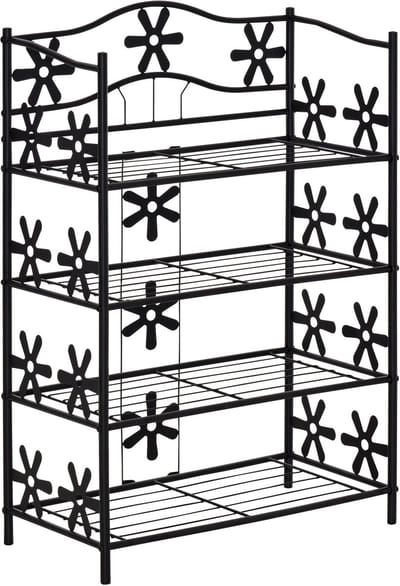 Klein schoenenrek, 59,5 x 30 x 92 cm, zwart, metaal, bloemenrek, plantenrek, badkamer opbergrek, opbergrek, geschikt voor badkamer, slaapkamer en balkon.
