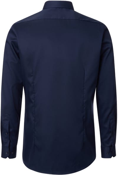 VENTI body fit overhemd - twill - donkerblauw - Strijkvrij - Boordmaat: 38