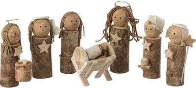J-Line kerststal Koffer - hout - bruin/naturel