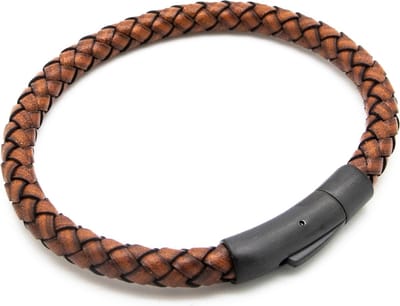 Sorprese armband - Superior - armband heren - leer - middenbruin - 21 cm - cadeau - Model Q