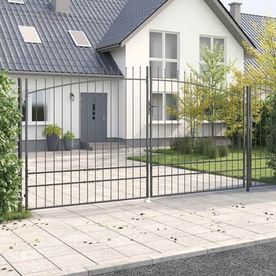vidaXL Dubbele Poort WOERDEN 400 x 249,5 cm Staal Grijs Vergrendelbaar