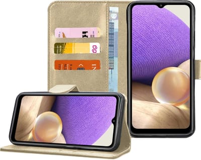 Hoesje geschikt voor Samsung Galaxy A32 5G - Book Case Portemonnee Hoesje Goud