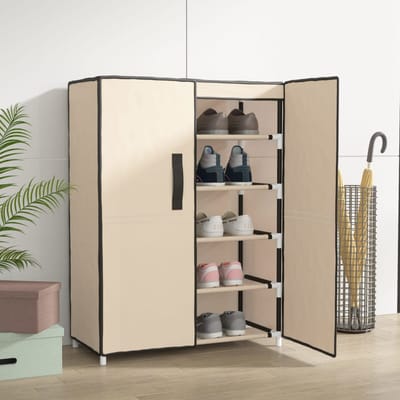 vidaXL - Schoenenkast - 60x28x90 - cm - stof - crèmekleurig