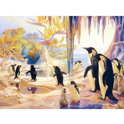 Diamant borduurwerk kruissteek dieren pinguïn familie diamant mozaïek schilderachtige foto's steentjes 20X30CM beige