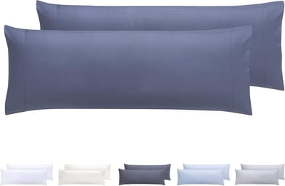 Famanu - 2 kussenslopen, microvezel, extra zacht, hypoallergeen, set van 2-90 x 40 cm, blauwgrijs