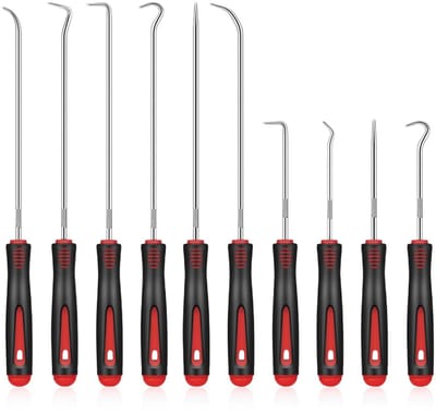 Dailygoods - 10 Stuks Puller Removal Hook Set, 24 cm en 16.5 cm Precisie Pick en Haken Set, Universele Naald-haak Schraper Set, O-ring Afdichting Demontage Gereedschap, voor Demontage Montage Olieafdichting