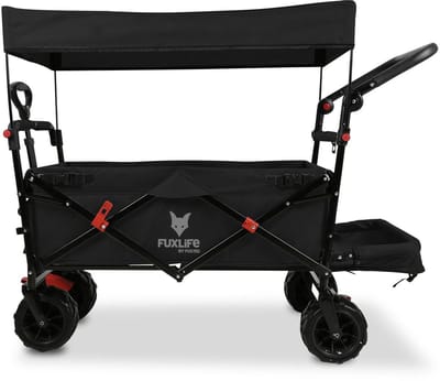 FUXLIFE by FUXTEC CTB800 Strand Bolderkar - Beach Handkar - Zwart | Ideaal voor Zand & Zee - Opvouwbare Transportwagen - Max. 75kg