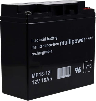Loodzuur Accu - Oplaadbare Batterij - Noodstroom Voorziening - VdS-Gecertificeerd - 12V 18Ah - Zwart