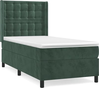 vidaXL - Boxspring - met - matras - fluweel - donkergroen - 80x200 - cm