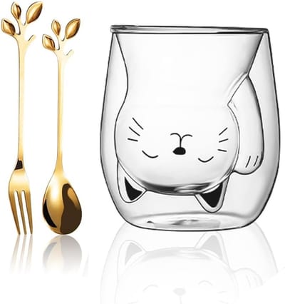 Schattige Dubbelwandige Glazen Mokken voor Thee en Koffie, 200ml, Isolerende Drinkglazen, Perfecte Cadeaus voor Kinderen