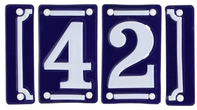 Best for Boots huisnummer 42 met sierrand - Oudhollands - emaille - blauw/wit
