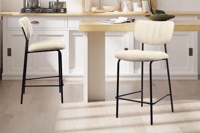 Barkruk Georgi | 46 X 53 X 97 Cm | Beige - Rousseau - Barstoel - Beige - Stof - Set Van 2