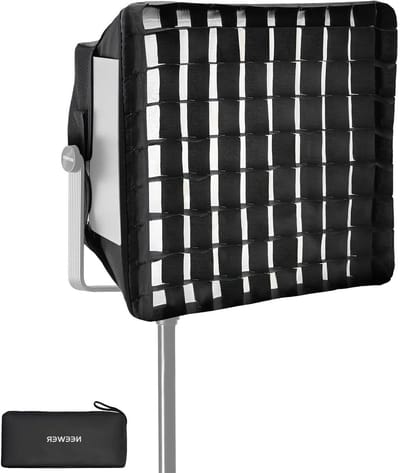 Opvouwbare softbox diffuser 37 x 34.5 cm met grid en tas voor RGB videoverlichting, ideaal voor portretfotografie en studioverlichting
