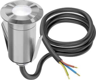 LED Vloerinbouwlamp - Buitenverlichting Rond - Pad Verlichten - Direct 230V Aansluiting - 35mm Diameter - Mat Aluminium