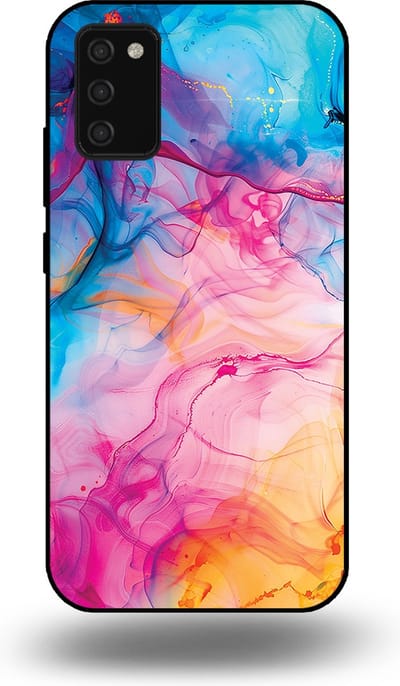 Smartphonica Telefoonhoesje Geschikt voor Samsung Galaxy A02s met Regenboog Acryl Marmer Opdruk - TPU Backcover Case Rainbow Acrylic Marble Design geschikt voor Samsung Galaxy A02s