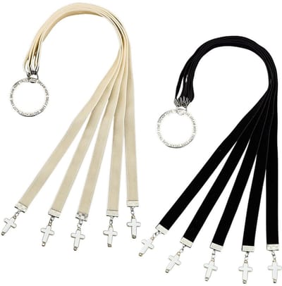 Dailygoods- Fluwelen Lint 15,4 cm - Zwart/Wit - Hanger met Legering Kruis - Decoratief - Luxe Materiaal - Perfect voor Cadeaus