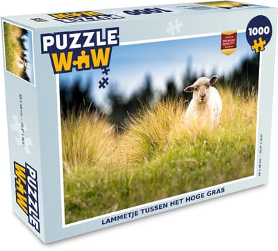 Puzzel Lammetje tussen het hoge gras - Legpuzzel - Puzzel 1000 stukjes volwassenen