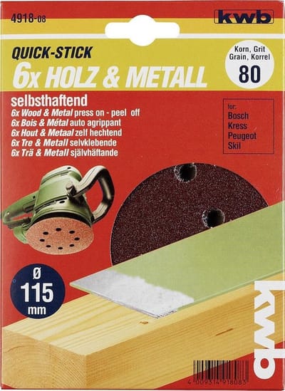 KWB schuurschijf Ø 115 mm - Korrel 40 - Klittenbandhechting - 491804 - 5 stuks