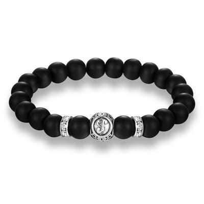 Waterman / Aquarius Kralen Armband Heren Dames - Astrologie - Sterrenbeeld - Zwart - Armbanden - Papa Cadeau Voor Mannen - Vaderdag