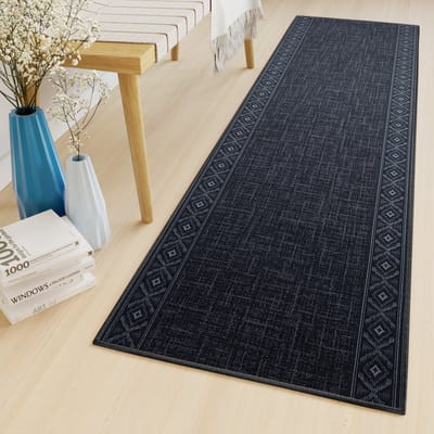 Tapiso Antislip Rubber Mat Loper Antraciet Woonkamer Slaapkamer Hal Klassiek Modern Rubbermat Maat- 80x100