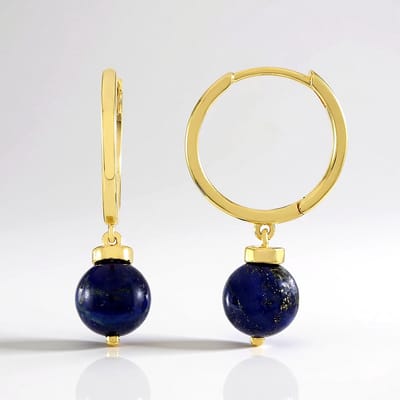 Cavill - Luxe Oorbellen 18K Goud Verguld - 925 Sterling Zilver - Afghaanse Lapis Lazuli 7,54 Ct - Handgemaakt - Diepblauw Goud Accent - Middenmaat