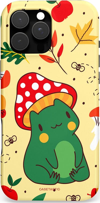 Casetastic hoesje geschikt voor Apple iPhone 16 Pro Max - MagSafe - Dubbellaagse bescherming - Kwakende vriendjes - Fashion Case - Beige Groen Rood